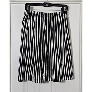 J Crew Mercantile Skirt Size 6 High Waisted Black White Striped Pleated